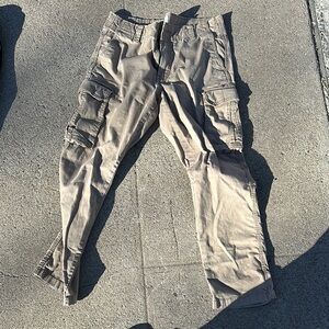 Tan Cargo Pants with Relaxed Fit and Sturdy Fabric
